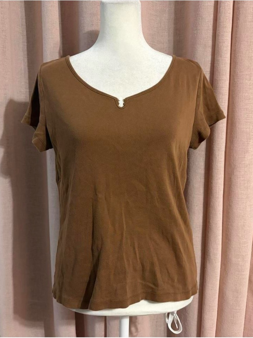 Talbots Y2k Cotton Brown White Button top